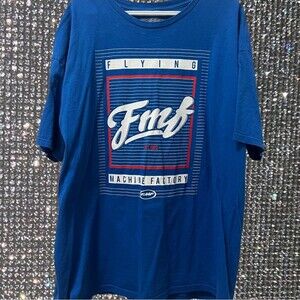 FMF tshirt blue white red flying machine top light weight vintage XL shirt logo